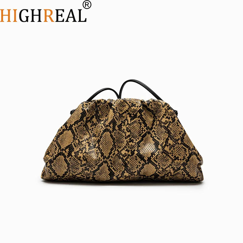 Ruched Serpentine Dumpling Bags for Women Pouch Handbag Clutch Snake Pattern Shoulder Crossbody Bag Luxury Designer Bag
