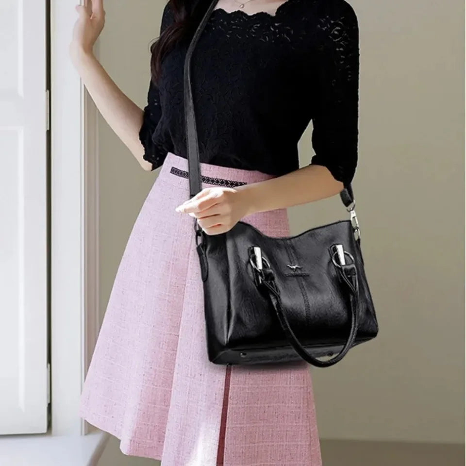 Genuine 3 Layers High Quality Soft Leather Ladies Shoulder Crossbody Bags for Women Luxury Handbags Women Bags Designer