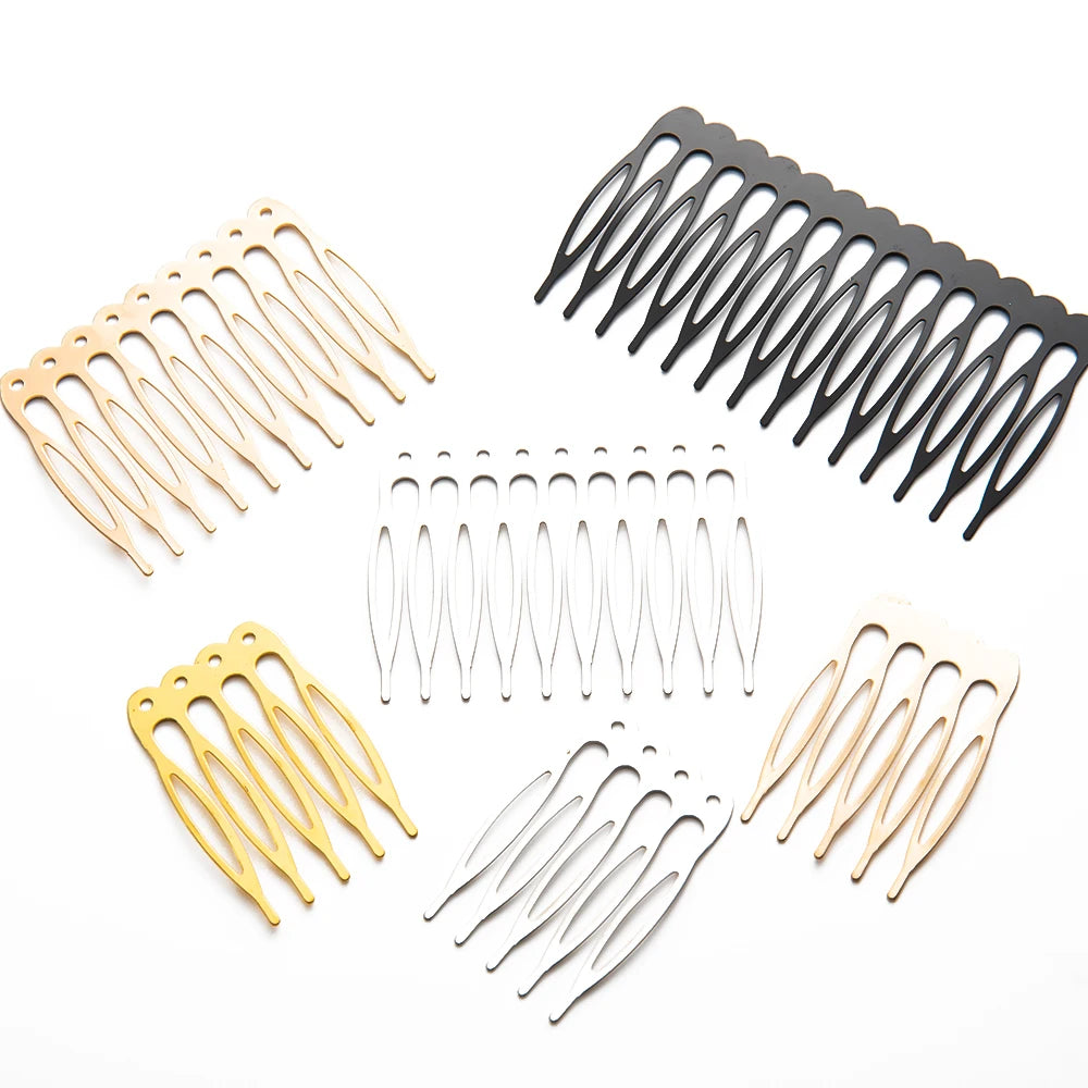 10pcs 5 8 10 12 14 16 18 Teeth Metal Hair Comb Brass For Clip Women Girl Bridal Ornament Jewelry Decorative Accessories Wedding
