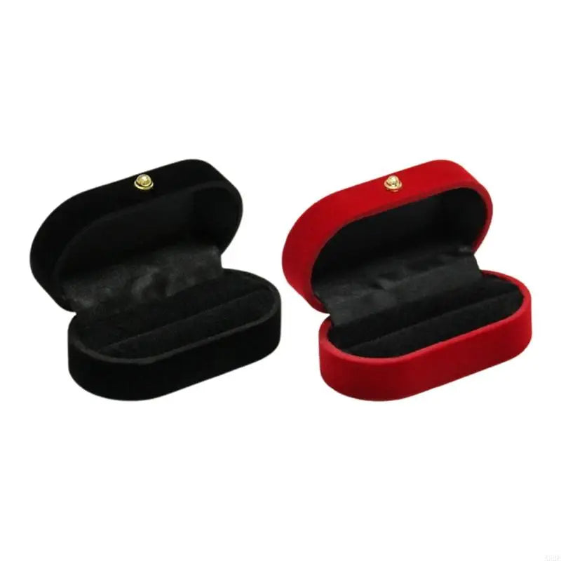 A52E Portable Double Ring Box Velvet Jewelry Ring Box Proposal Engagement Bands Display Holder Wedding Ring Storage for Case