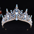 KMVEXO Baroque Luxury Big Water Drop Crystal Opal Crown For Women Girls Wedding Bridal Birthday Party Tiara Hair Dress Accessory