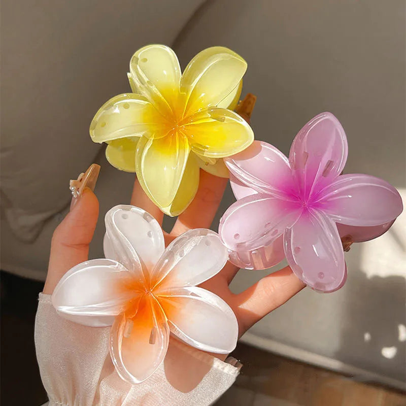 2PCS Fashion Women Flower Hair Clip Set Vacation Bohemia Egg Flower Hair Claw Clamp Barrette Girls Hairpin Hair Accessories Gift