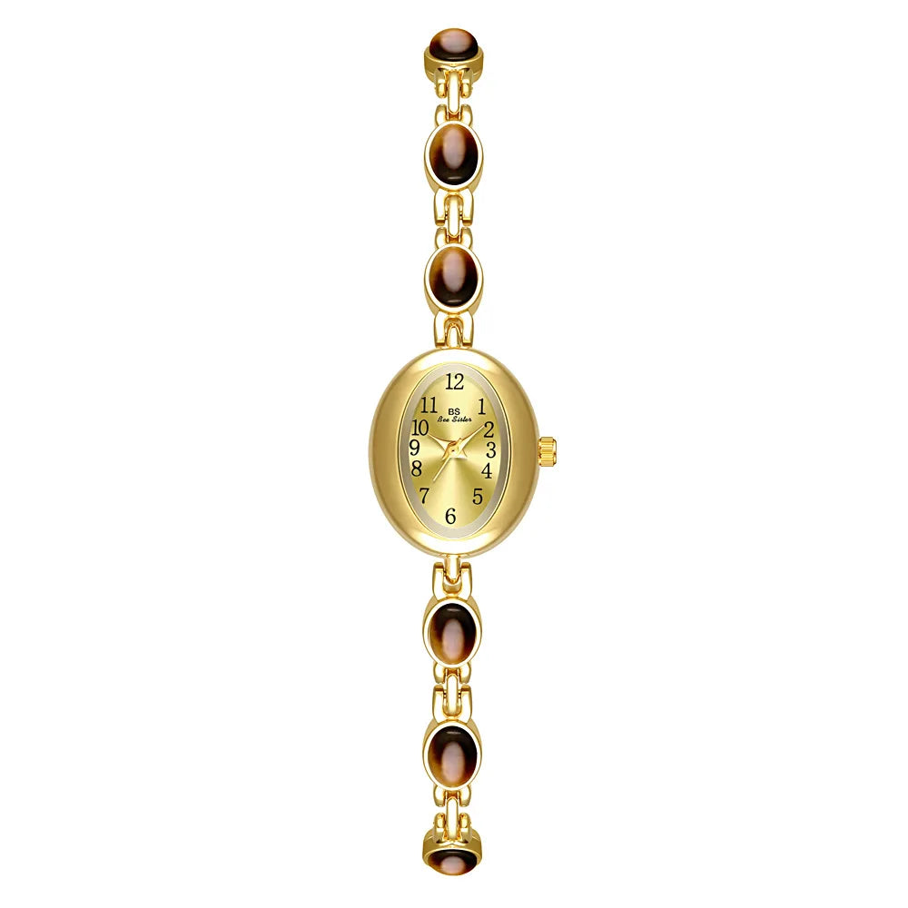 Fashion Casual Women's Watches Natural Jade Bracelet Digital Oval Dial High-end Ladies Wristwatch Watches For Woman Accessory