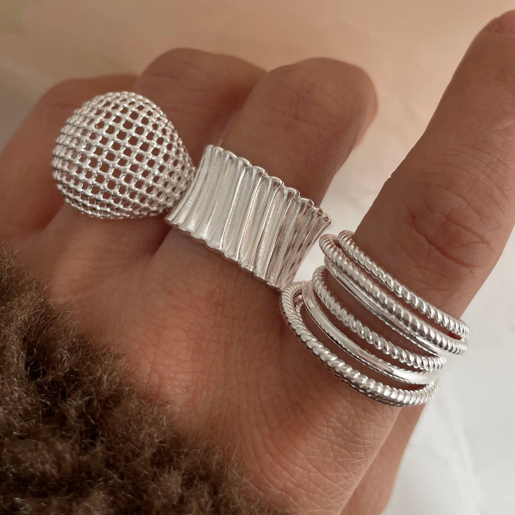 925 Sterling Silver Rings for Women Couple Minimalist Handmade Simple Wide Interware Ring Party Jewelry Gift Prevent Allergy