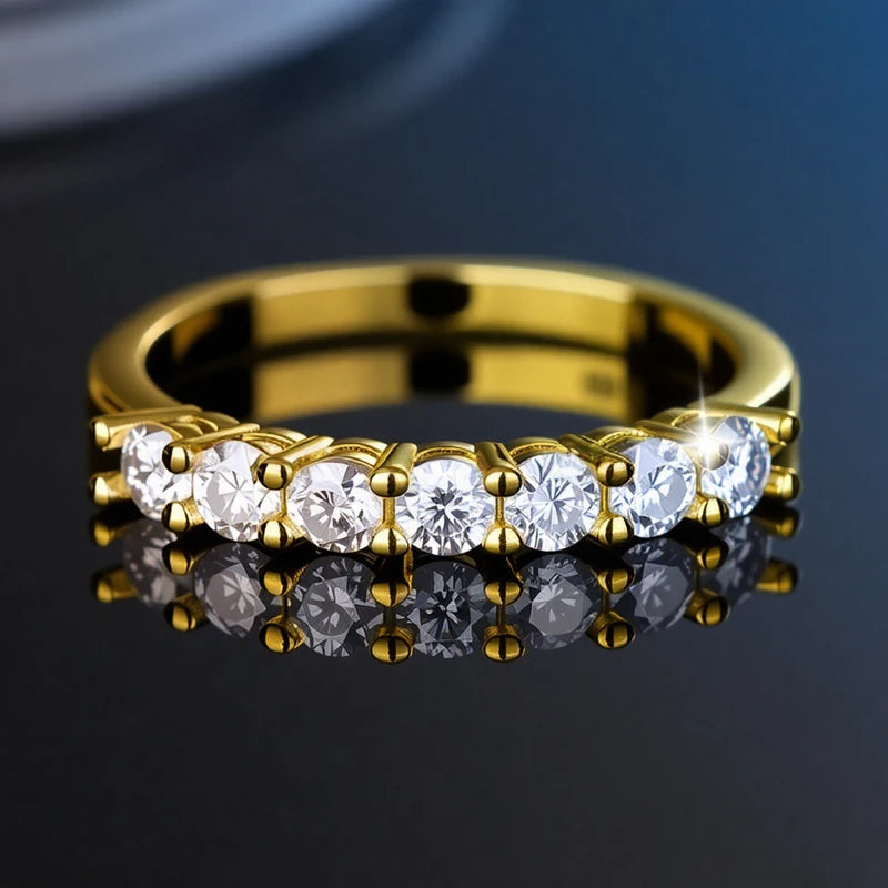 100% Pass Diamond Tester Pen Moissanite Ring Matching Wedding Diamond Band for Women 925 Sterling Silver Female Single Tail Ring