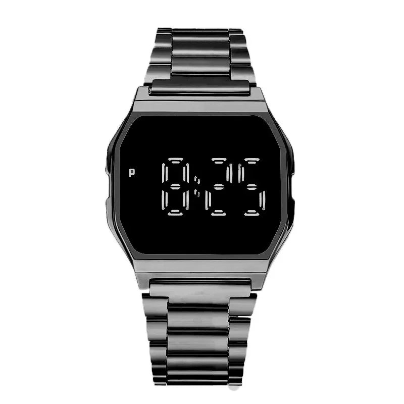 Fashion Digital Men's Watches Luxury Stainless Steel Link Bracelet Wrist Watch Band Business Electronic Male Clock Reloj Hombre