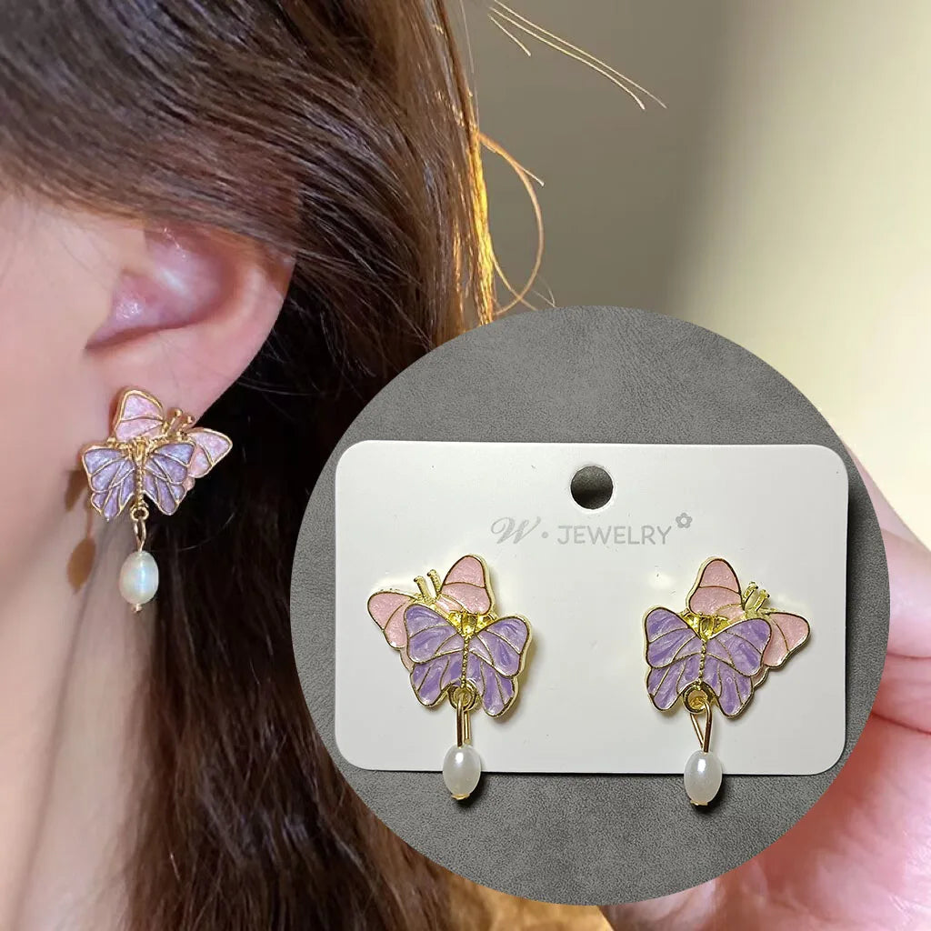 Green Crystal Butterfly Earrings