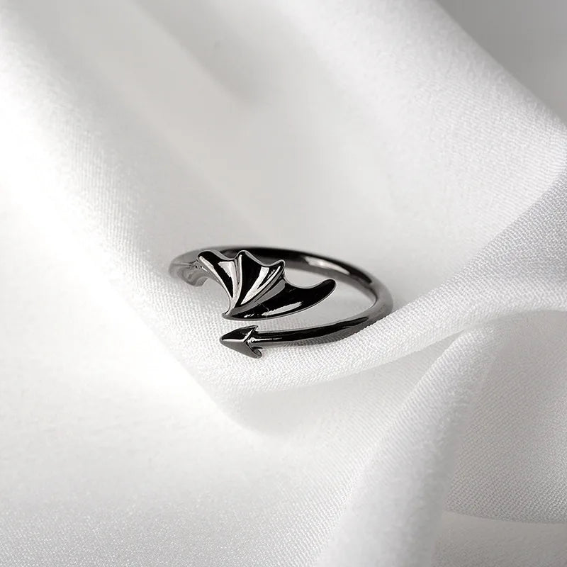 Retro Angel Demon Wings Open Ring for Women Couples Punk Gothic Adjustable Finger Jewelry Accessories Hip Hop Gifts