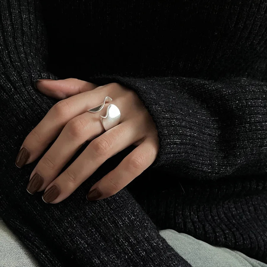 XIYANIKE Hip Hop Geometric Irregular Wide Cuff Finger Rings For Women Girl Fashion New Jewelry Gift Party Rock Anillos Mujer