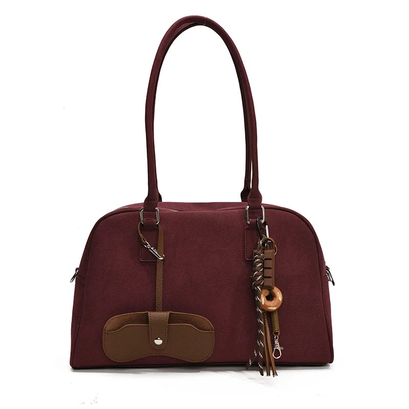 Big Size Women Bowling Bags Suede Pure Color Large Capacity Shoulder Crossbody Bag With Long Strap 2024 Luxury Designer Handbags