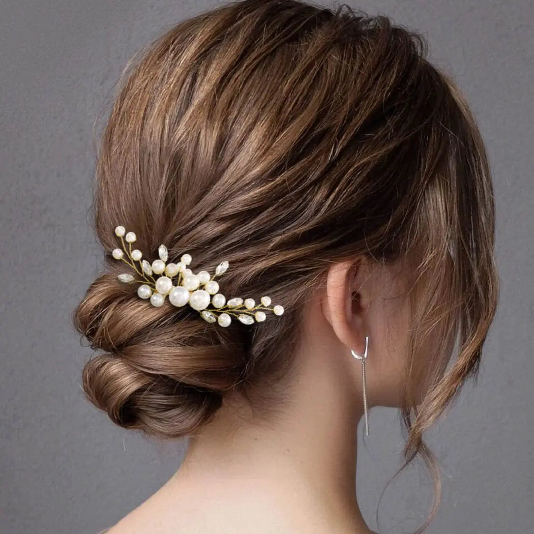Wedding Alloy Pearl Hair Comb Jewelry Girls Handmade Hairpin Hair Comb Bridal Tiaras Wedding Hair Accessory Jewelry Gift