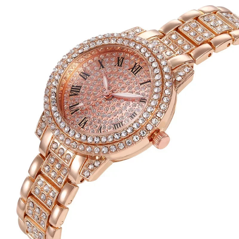 New Luxury Shiny Diamond Watch for Women Elegant Brand Quartz Steel Bracelet Watches Zircon Crystal Fashion Wristwatch Clock