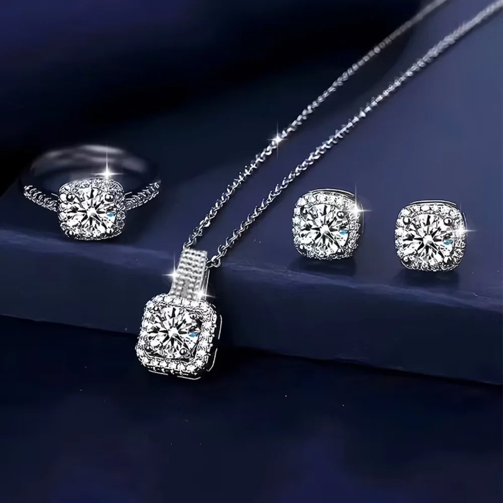 Square Zircon Necklace Set