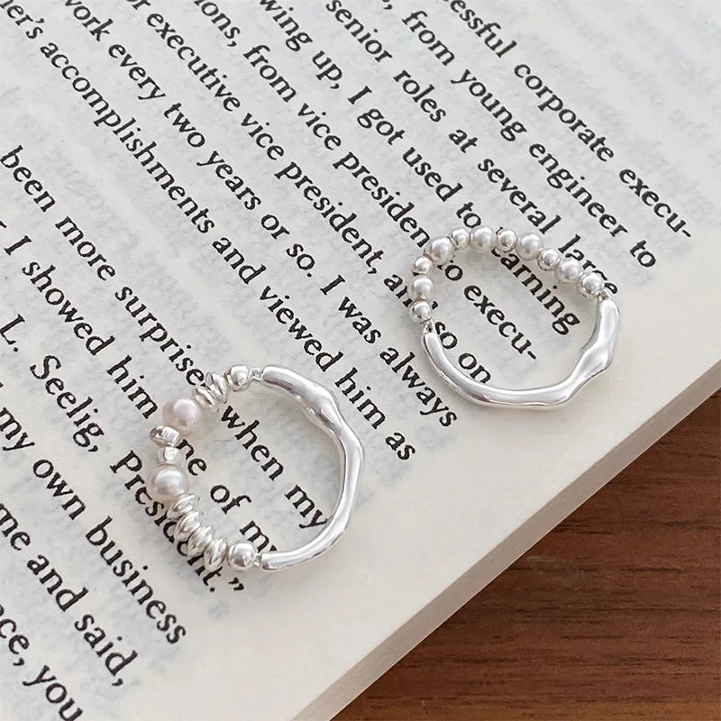 XIYANIKE Asymmetrical Beads Pearl Elastic Cord Rings For Women Girl Luxury Korean Fashion New Jewelry Gift Party кольцо ж