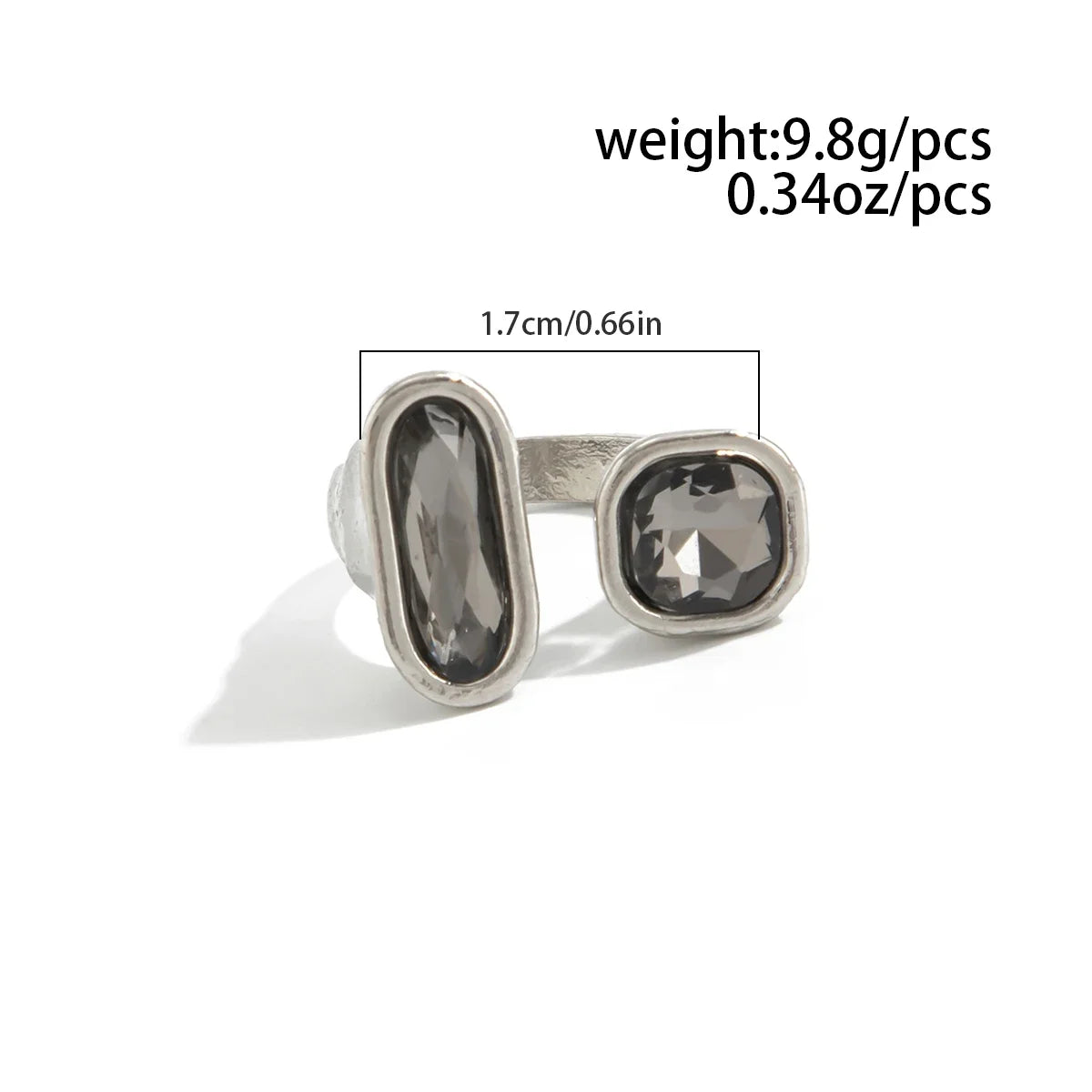 KunJoe Minimalist Acrylic Rhinestone Open Ring for Women Korean Fashion Geometry Adjustable Knuckle Ring Party Jewelry Lady Gift