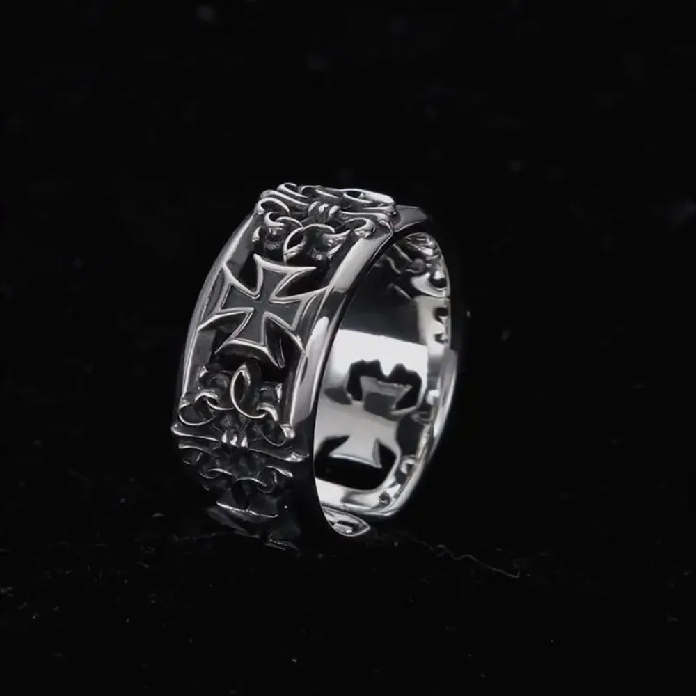 Y2K hip-hop silver rose pattern open ring for women and men fashion adjustable couple ring retro ring jewelry gift