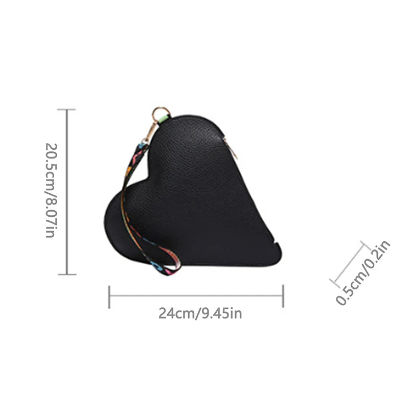 Heart Shape PU Bag Wild Student Women Handbags Shoulder Bag Female Japanese Harajuku Diagonal Crossbody Bags For Girl Pouch