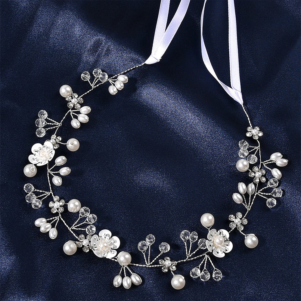 Bridal Wedding Headbands Handmade Bride Tiaras Shiny Rhinestone Flower Hairband Bridal Headpeice Hair Accessories For Women Girl