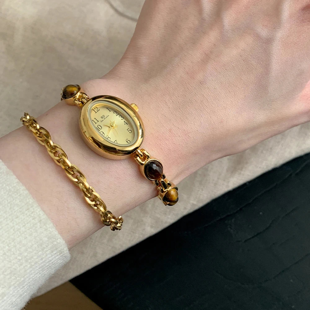 Fashion Casual Women's Watches Natural Jade Bracelet Digital Oval Dial High-end Ladies Wristwatch Watches For Woman Accessory