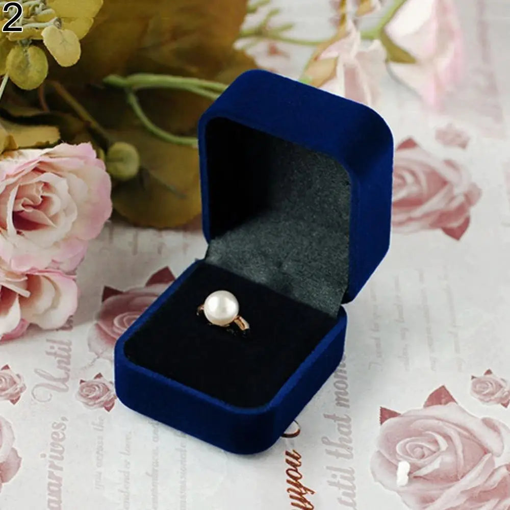 Jewelry Ring Display Case Earring Storage Organizer Square Lid Jewelry Packaging Open Box Gift