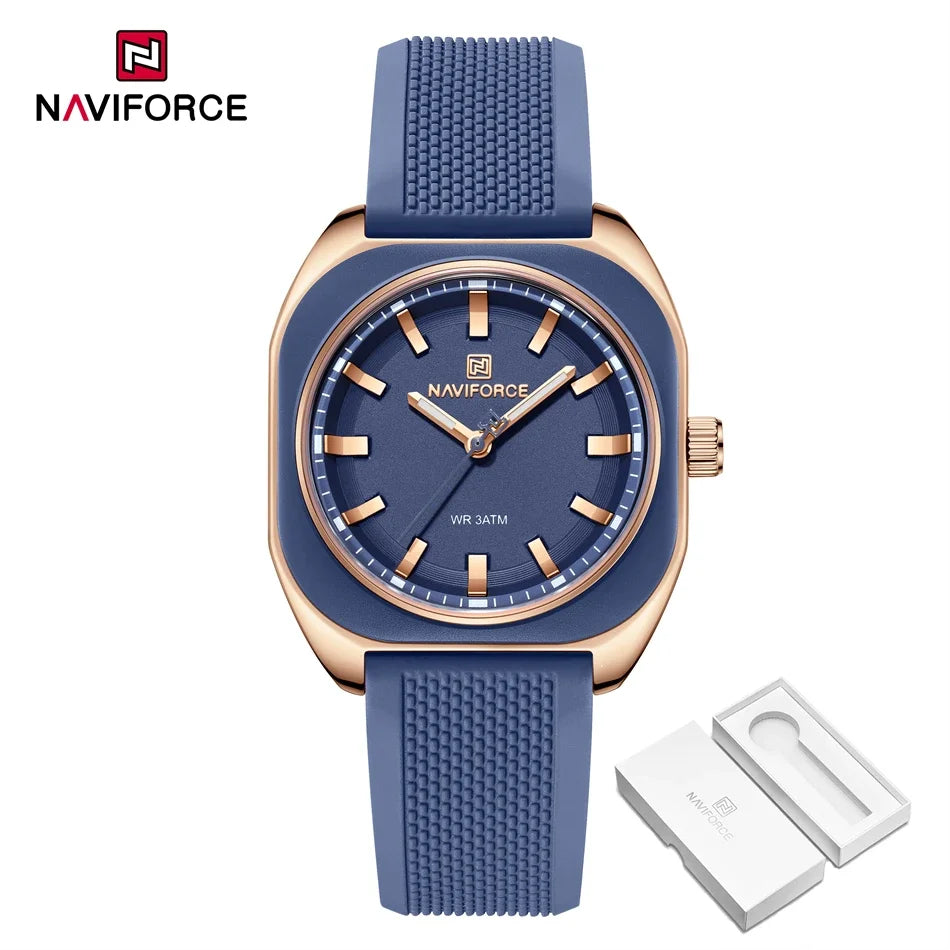 NAVIFORCE Fashion Women's Casual Elegant Simple Polygon Quartz Silicone Watch Gift for Women Wristwatch Casual Relogio Feminino