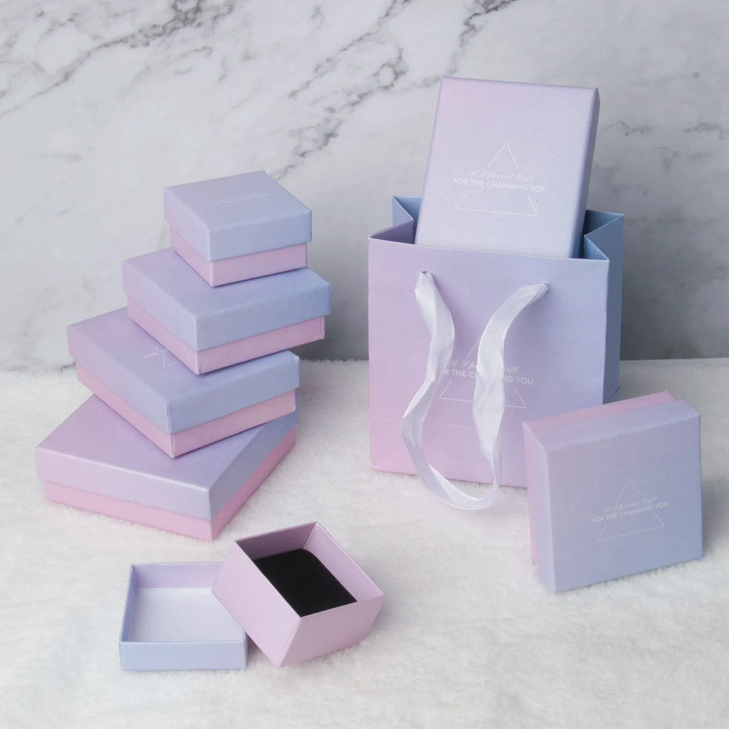 1Pcs Jewelry Packaging Gift Boxes Bags For Ring Necklace Bracelet Earrings Rectangle Cardboard With Sponge Jewelry Storage Box