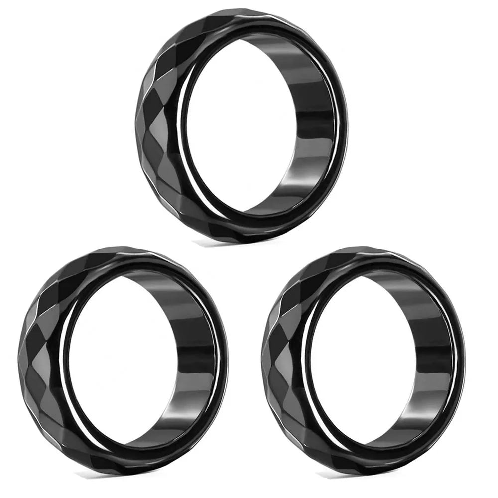 Hematite Ring for Women Men Unisex Black Hematite Stone Ring Anxiety Balance Root Chakra absorbs Negative Energy Jewelry Gifts
