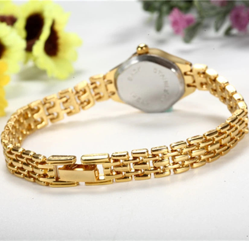 Golden Bracelet Watch For Women Small Dial Luxury Ladies Wristwatch Steel Elegant Quartz Female Clock Fashion Gift Reloj Mujer