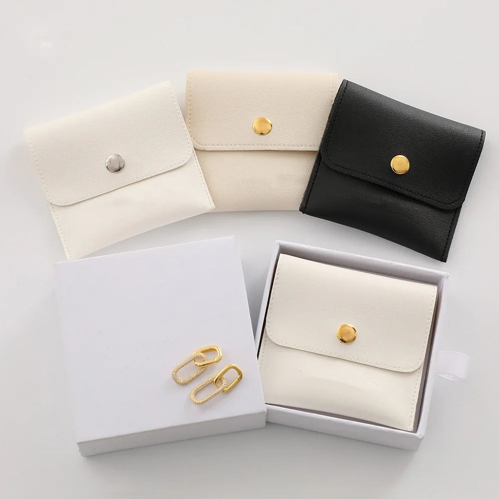 New Mini Jewelery Packaging Bags with Internal Card Necklace Ring Earrings Gift Storage Snap Button Envelope Organizer Pouch