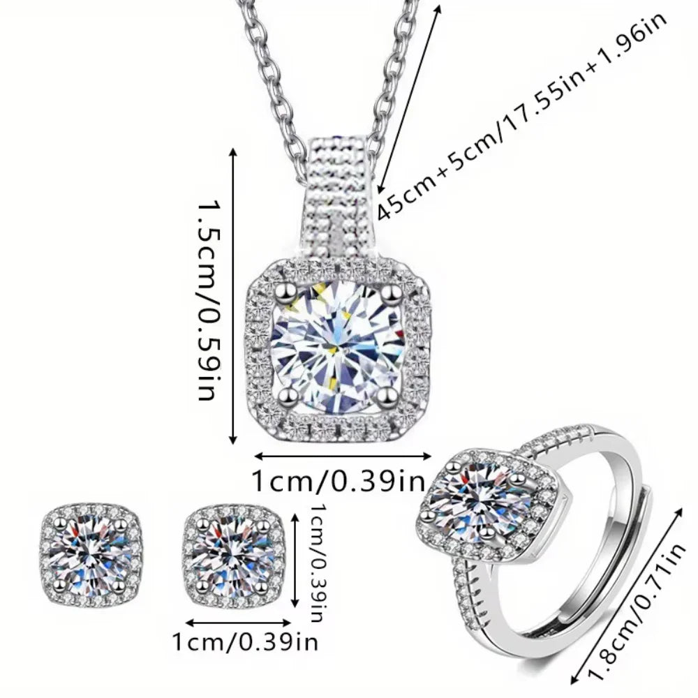 Square Zircon Necklace Set