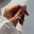 Cute Minimalist Imitation Pearl Beaded Rings for Women Korean Fashion Irregular Pearl Finger Rings New Trend Women Jewelry Gifts