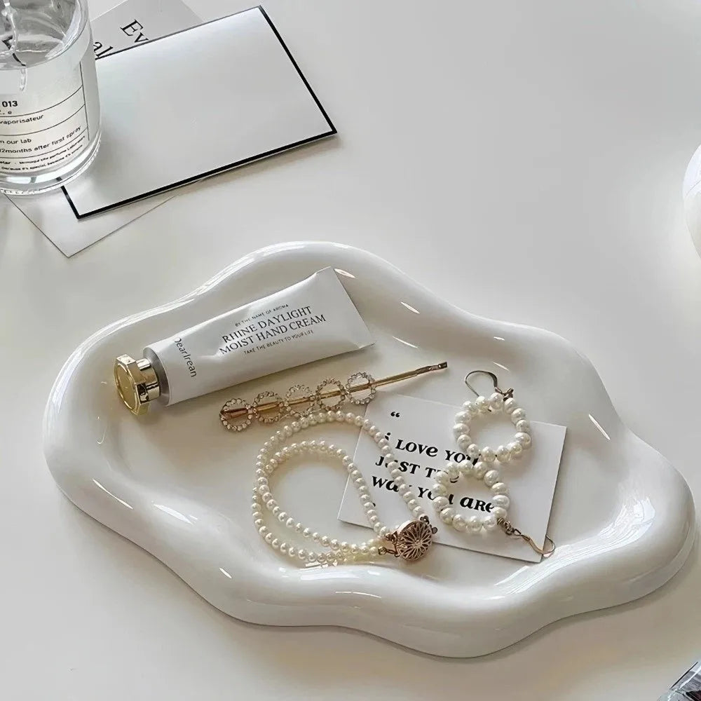 Light Luxury PVC Plastic Jewelry Tray Mini Cloud Shape Storage Plate Jewelry Display Plate Watches/Keys Storage