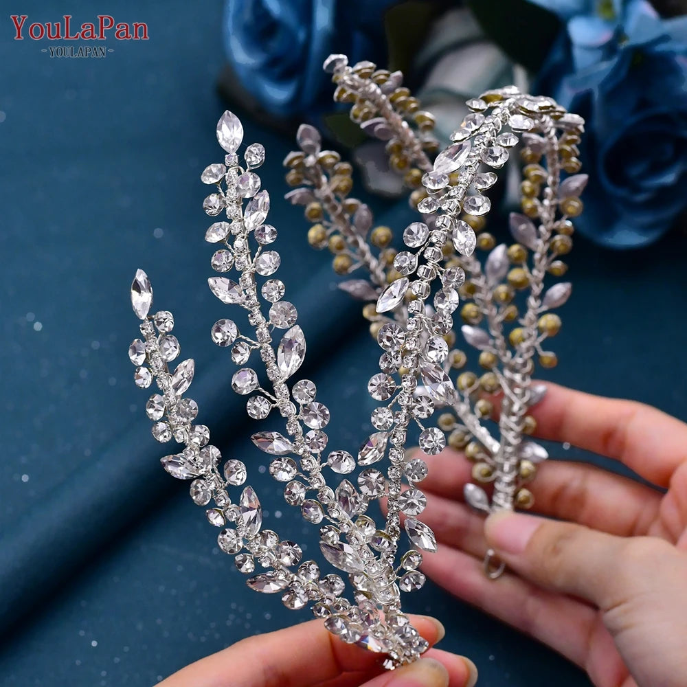 YouLaPan HP496 Rhinestone Bridal Headband Luxury Bridal Hair Accessories Woman Headpiece Wedding Hair Accessories Bride Tiara