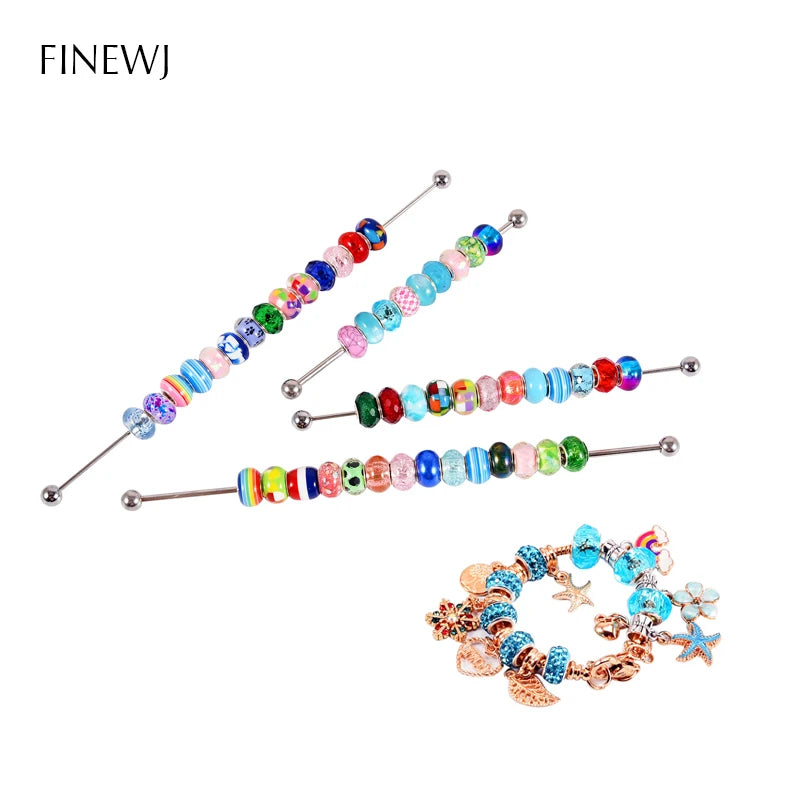 Trollbeads Bar Stainless Steel Rod Bracelet Charms Ring Holder Display Stand Rondelles Beads Pendant Storage Travel Organizer