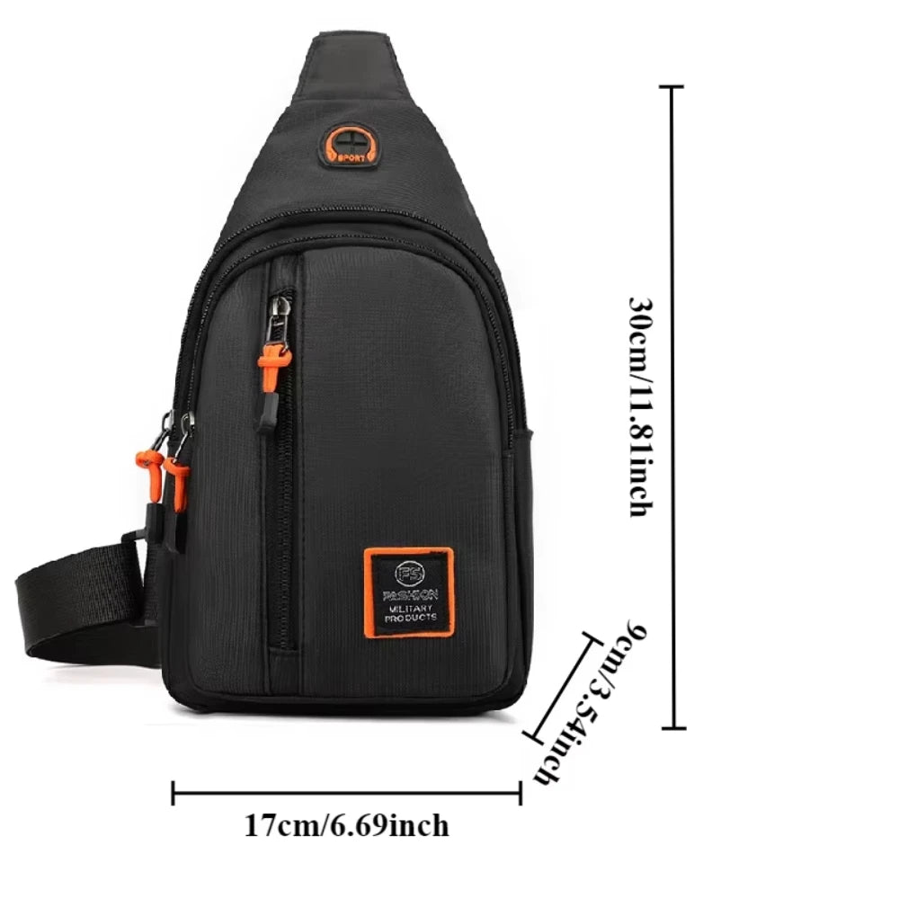 Casual Men's Crossbody Bag Oxford Cloth Waterproof Material Sports Fitness Chest Bag Cell Phone Change Documents Storage Bags