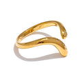 Yhpup Minimalist New Style Stainless Steel Open Chic Adjustable Ring Fashion Thin Finger Korean High Quality Jewelry 18K Golden