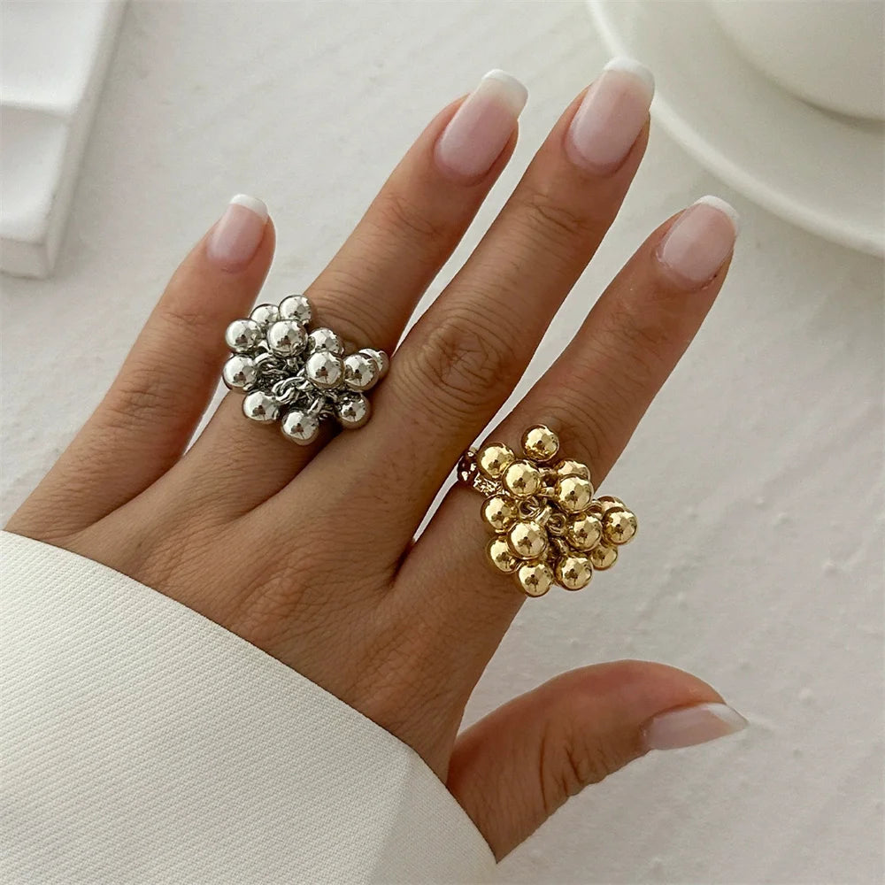 2025 Fashion Simple Small Ball Ring for Women Men 2025 Punk Hip Hop Metal Open Finger Ring Female Jewelry Gift