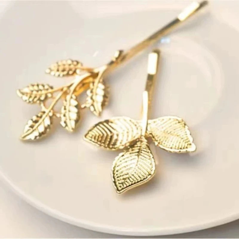 The Latest Models Three-dimensional Leaves Fresh Retro Small Hairpin Side Clip Hair Accessories Wholesale Hair Sticks Crystal