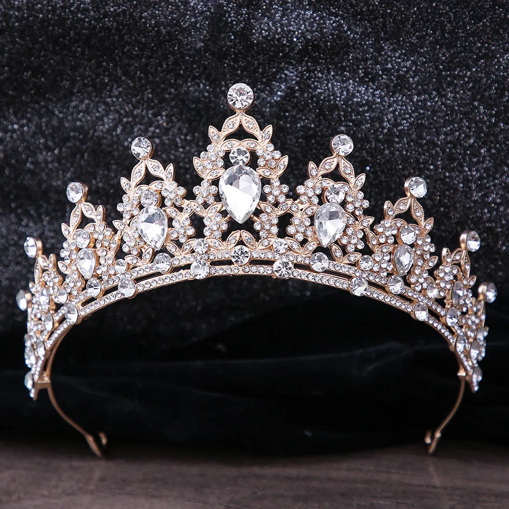 DIEZI Luxury Elegant AB Crystal Crown Hair Accessories Tiara For Women Party Red Purple Rhinestone Bridal Crown New Hair Jewelry