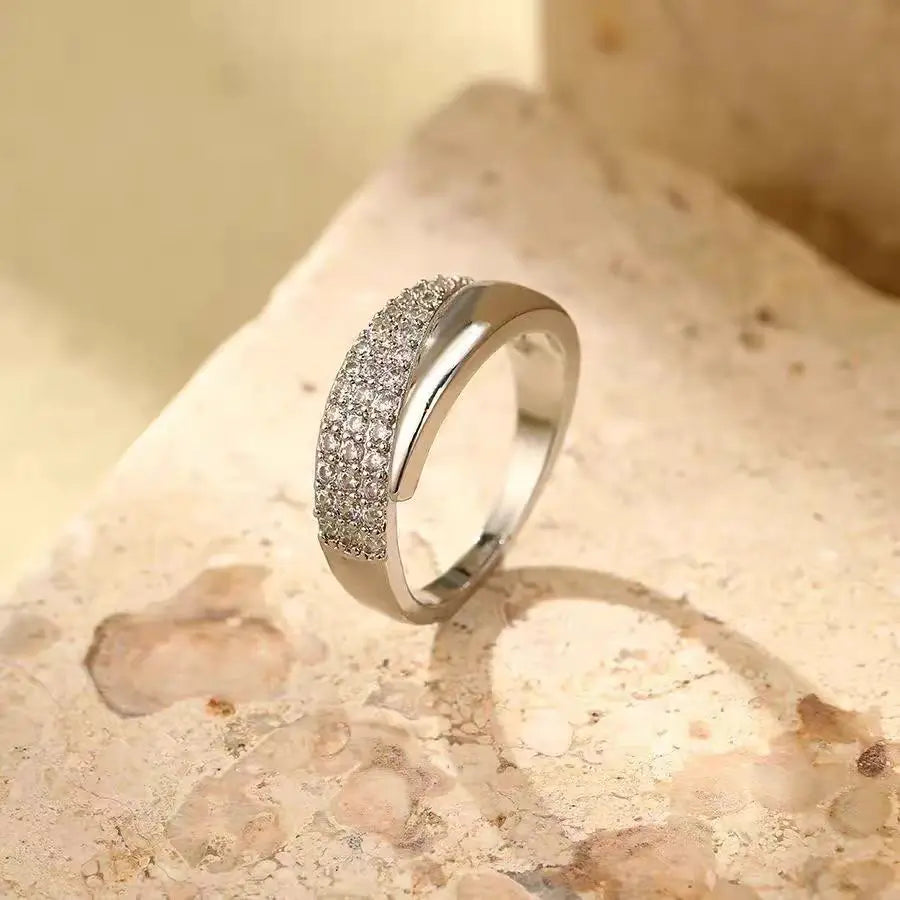 2024 New Stainless Steel 18 K Gold Plated Sun Rings for Women Natural Stone Inlaid in Hollow Metal Texture Ring Trendy Jewelry
