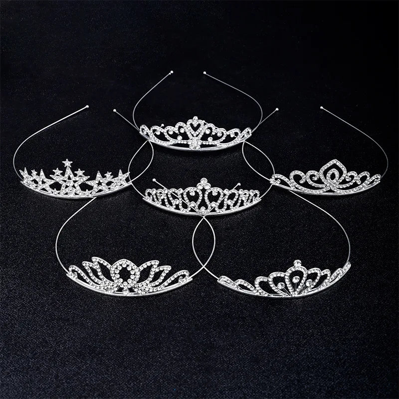 Princess Crown Headband Crystal Tiara Girls Hair Accessories High-end Dance Performance Crown Birthday Gifts for Girls