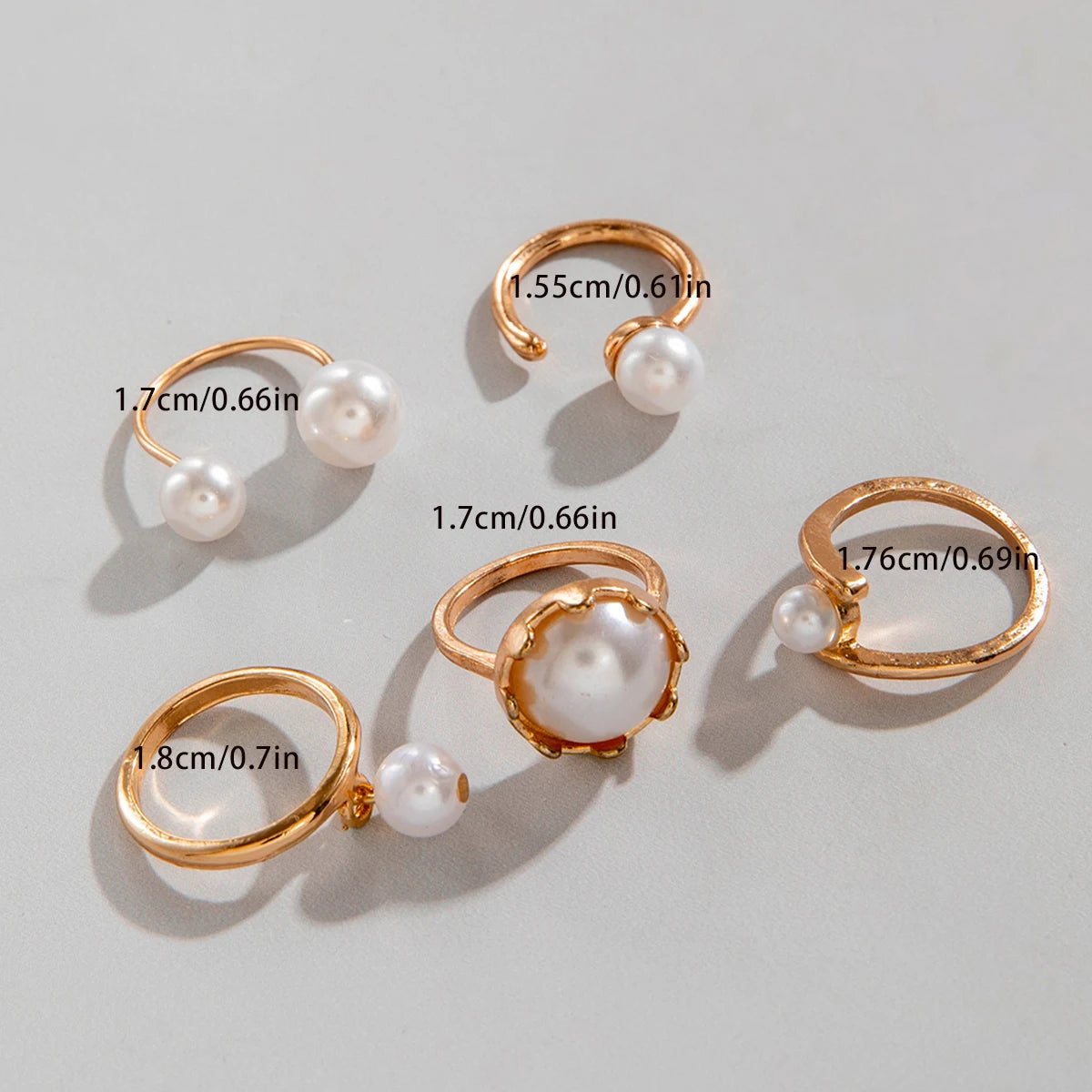 Gold Pearl Statement Ring Set