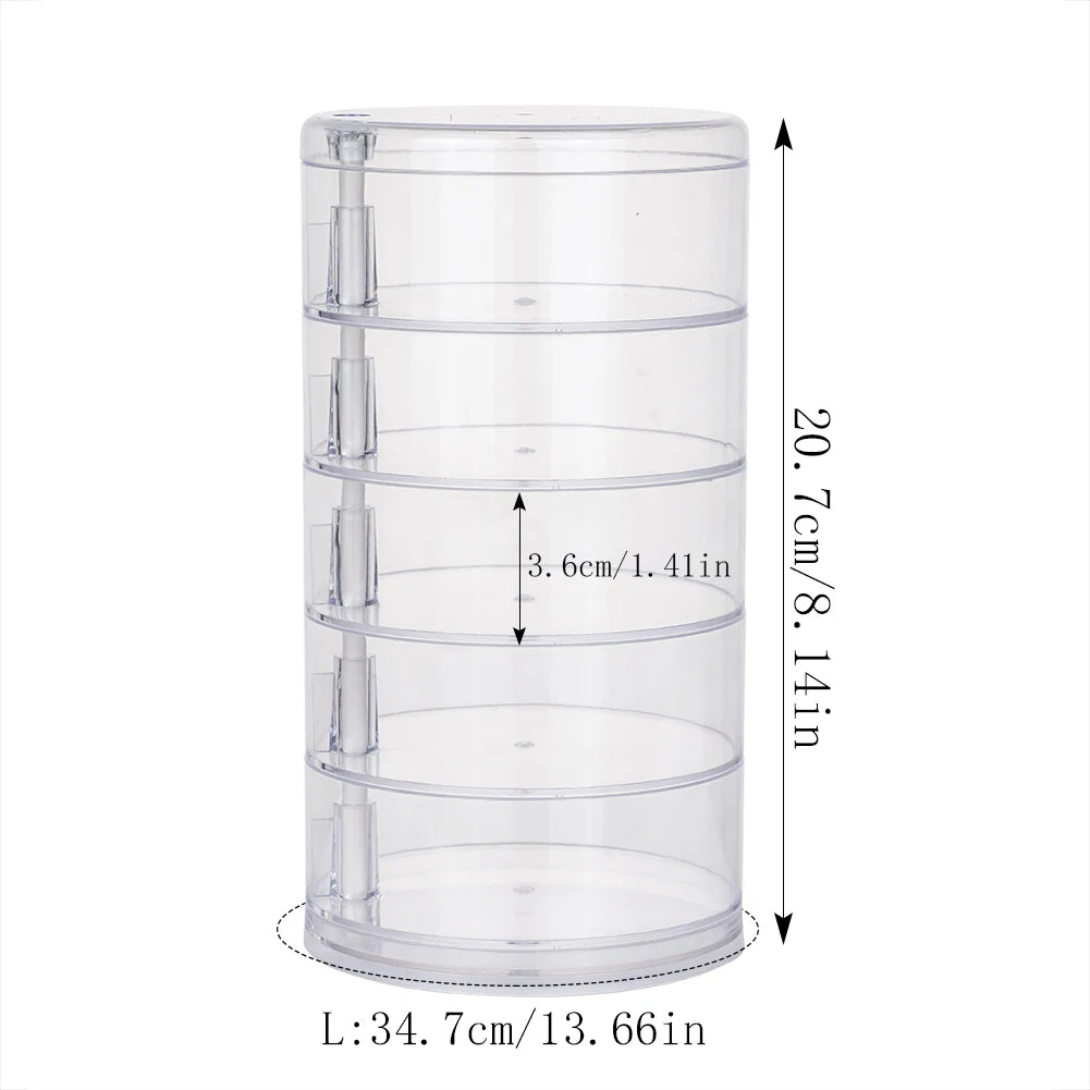 Rotating Jewelry Storage Box Makeup Storage Rack Bracelet Earring Round Plastic Organizer Boxes Holder Display Rack with Cover