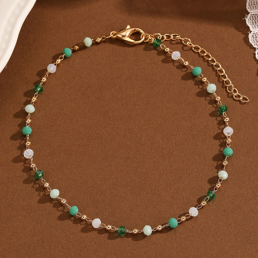 Kinitial Bohemian Women's Anklets Beads Stone Anklet Summer Beach Anklets On Foot Ankle Bracelets For Women Leg Chain
