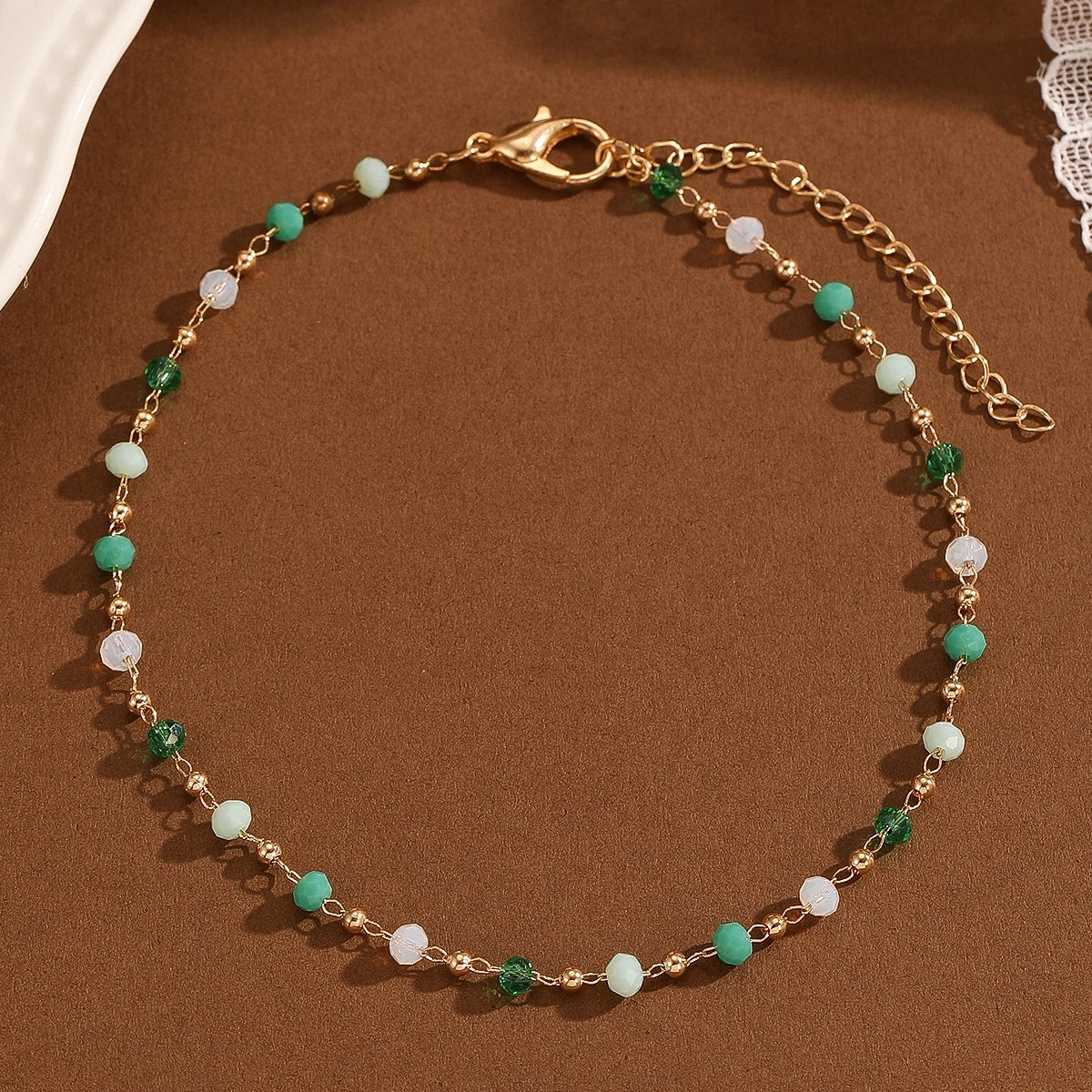Kinitial Bohemian Women's Anklets Beads Stone Anklet Summer Beach Anklets On Foot Ankle Bracelets For Women Leg Chain