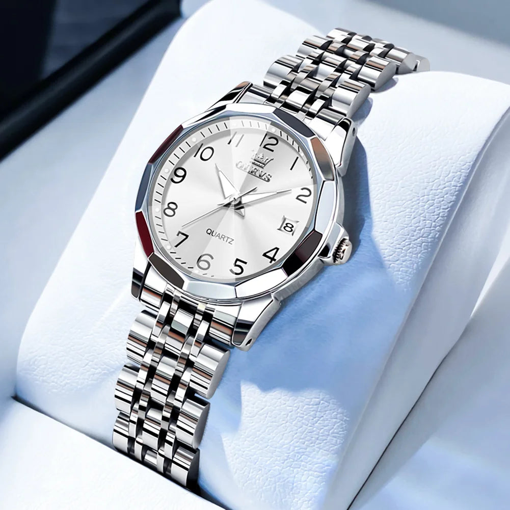 OLEVS 9931 Elegant Fashion Women's Watches Luxury Brand Original Quartz Watch for Ladies Waterproof Stainless Steel Luminous Dat