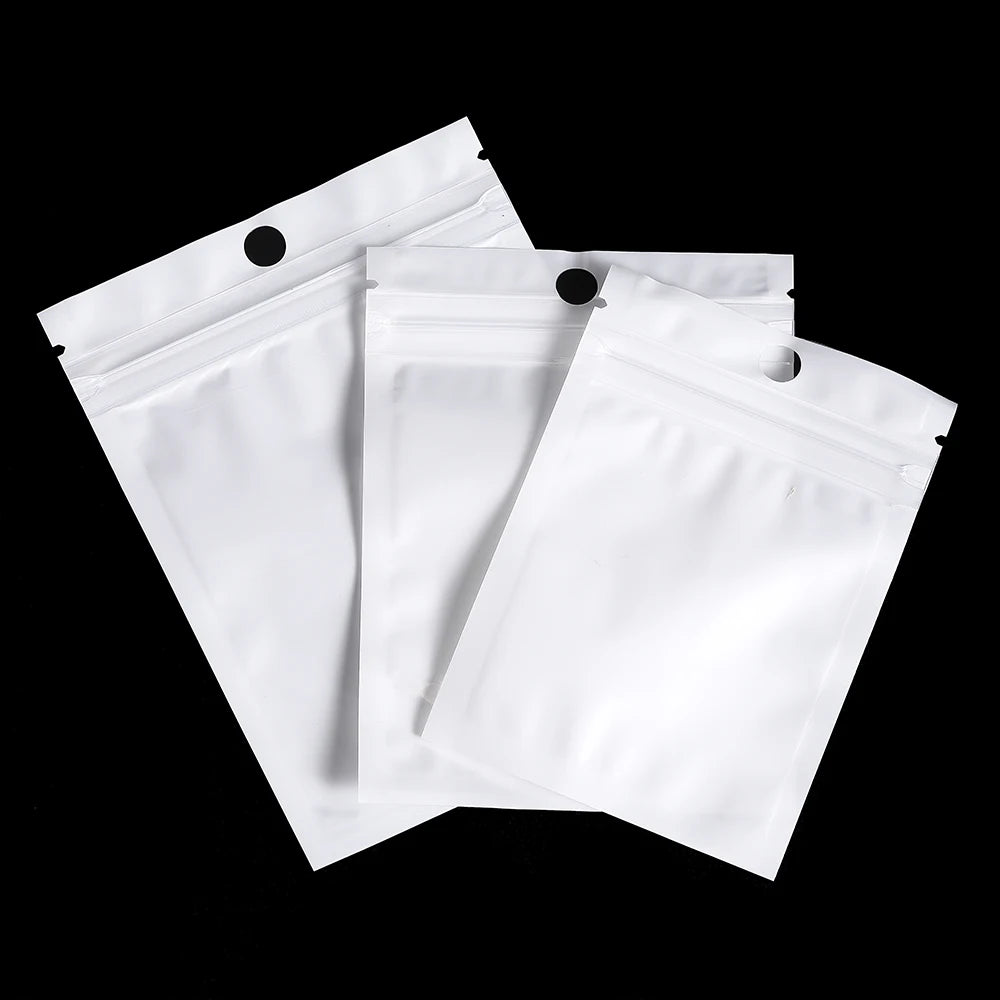 30/50/l00pcs White Jewelry Bags OPP Packing Zip Pouch For Jewelry Display Storage Small Bead Earring Packaging Supplies