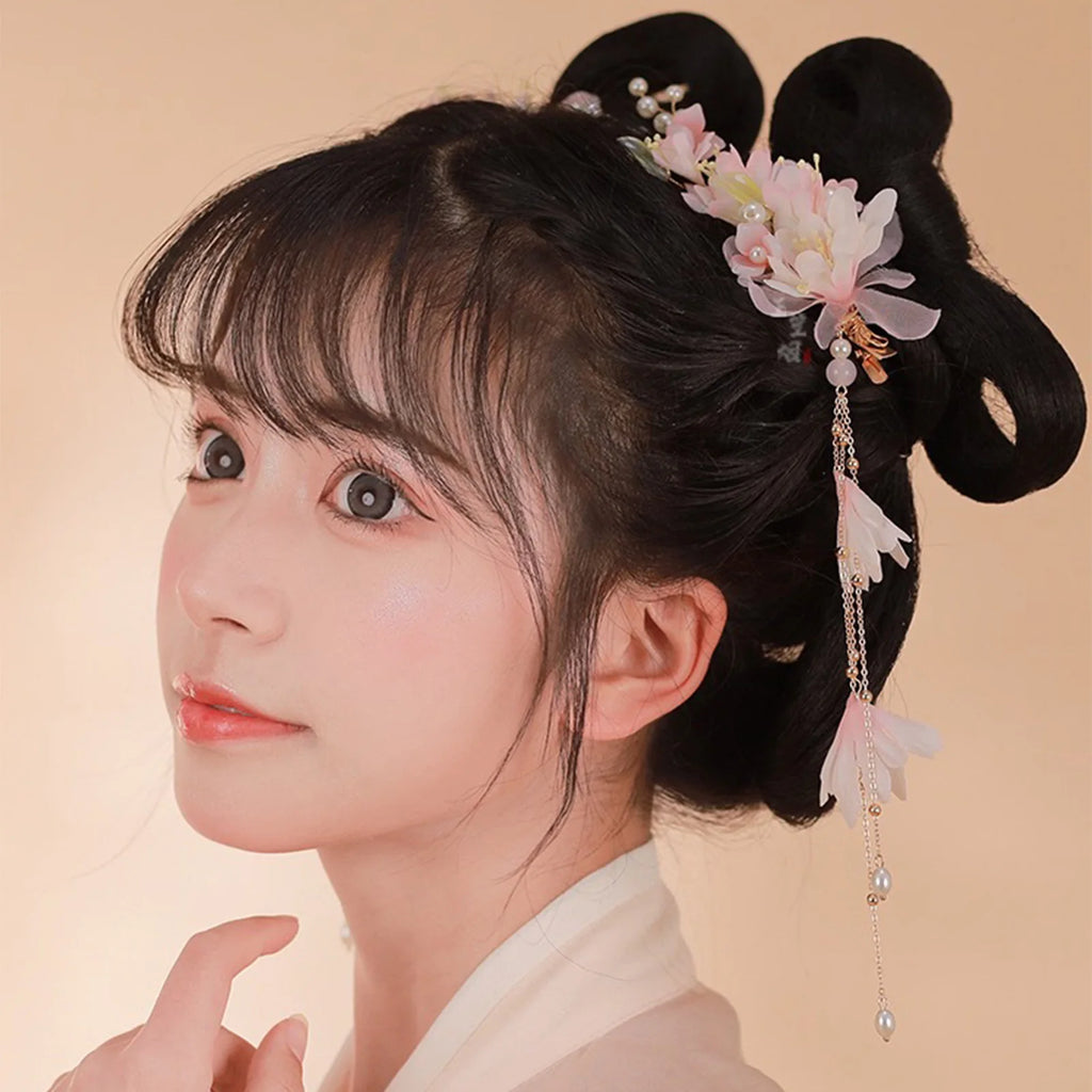 Chinese Hair Clips Vintage Hairpin Hair Accessories Flower Hanfu Headdress Tassel Pearl Barrettes Antique Wedding Hair Jewelry