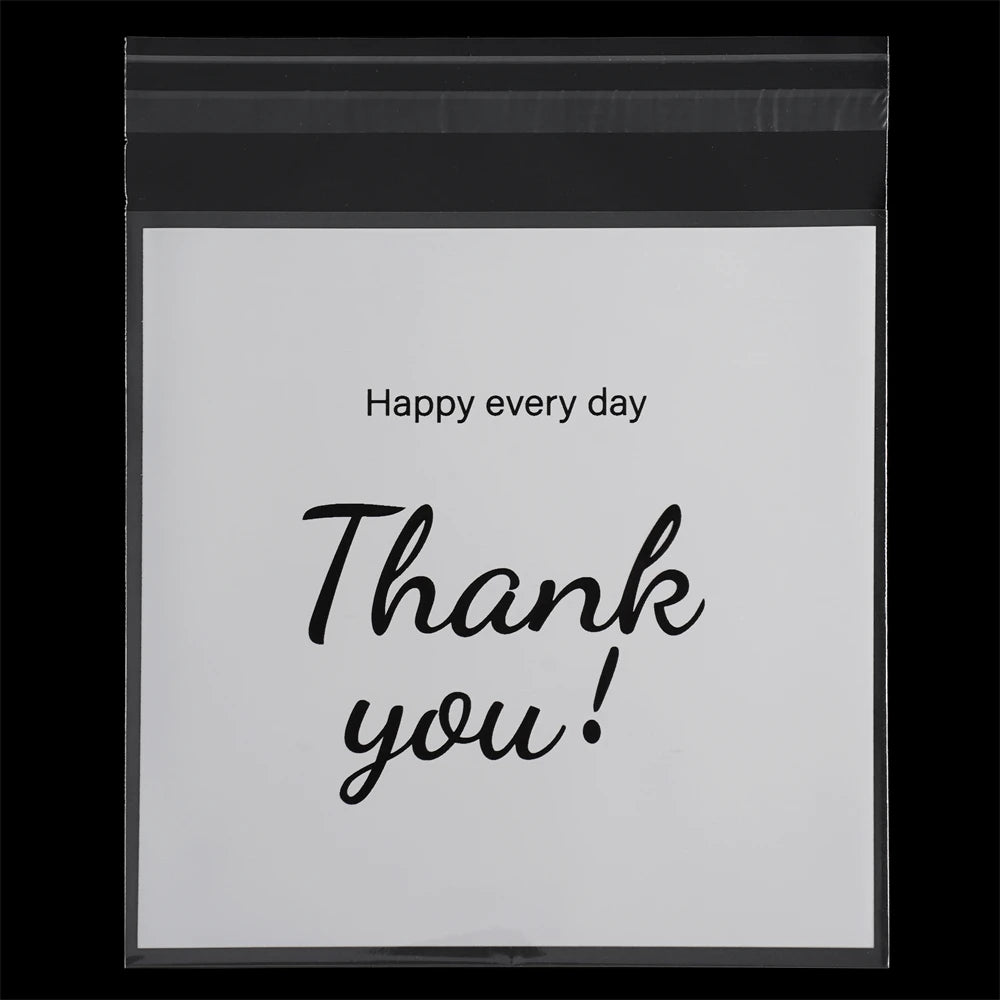 100pcs/lot Plastic Transparent Bags Self Adhesive Thank you Bag for DIY Candy Jewelry Display Packaging Cookies Storage Gift Bag