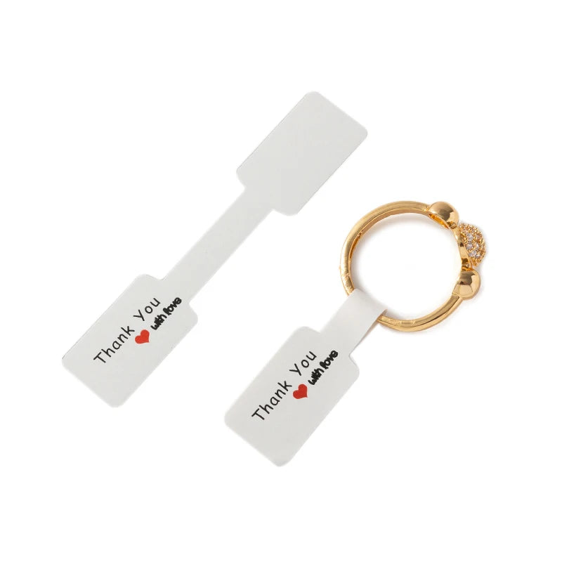 100/200pcs Rectangle Blank Jewelry Price Tag Self Adhesive Barbell Sticker Card Necklace Earring Display Repair Label Packaging